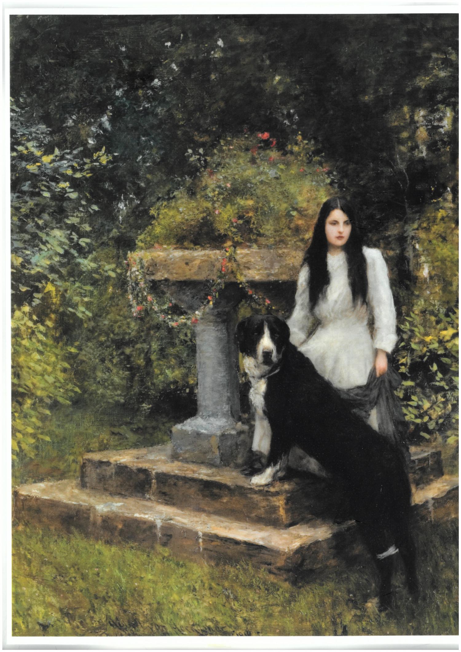A YOUNG GIRL WITH HER DOG by Herbert Von Herkomer, 1910. Bushey Museum.  - Gallery -  The Hertfordshire Heritage Fund